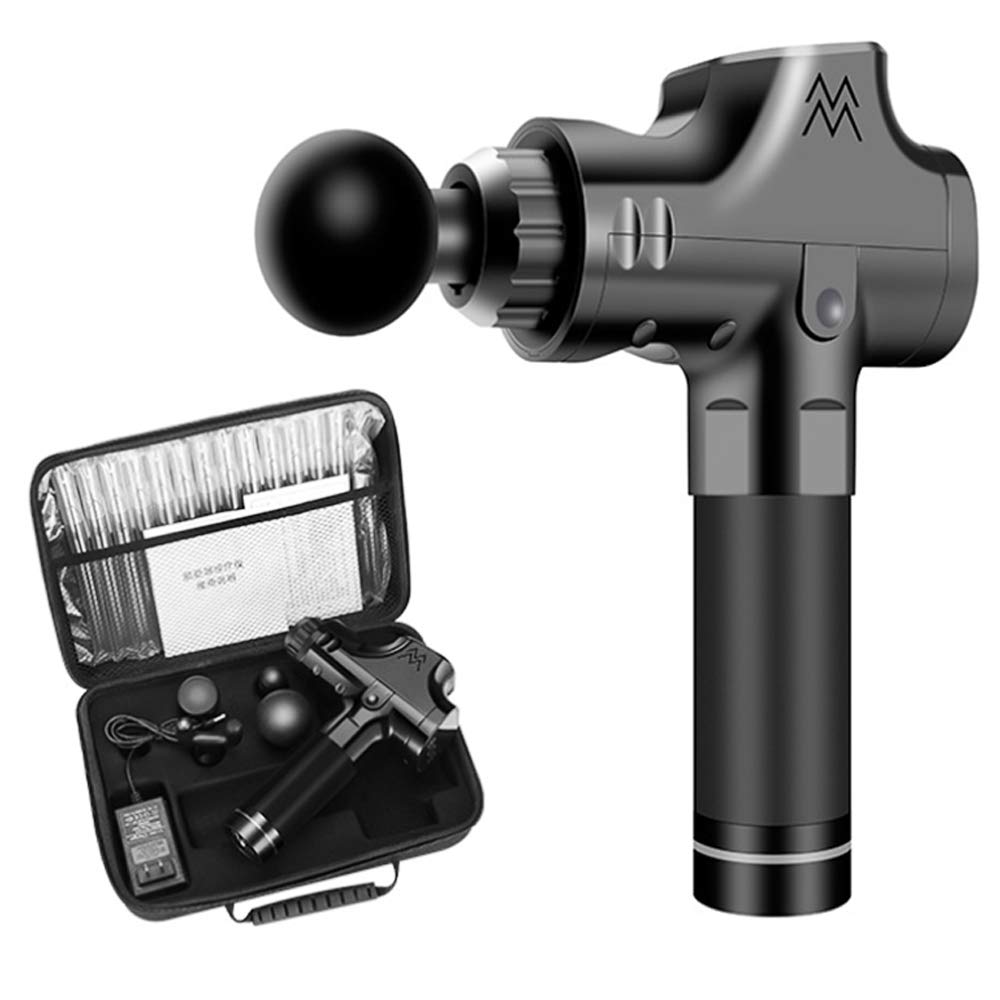 Pistola de Masaje Muscular, Pistola Masajeadora Muscular de Tejido Profundo con Ajuste de 20 Velocidades 6 Cabezal de Masaje, Ultra Silenciosos Massage Gun de Mano con Pantalla LCD