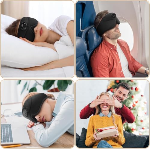 Image of LC-dolida White Noise Bluetooth 5.4 Sleep Eye Mask with Timer, 3D Sleeping Mask Headphones with 16 Soothing Sounds, Total Blackout Sleep Headphones for Side Sleeper /Women /Men (Black)
