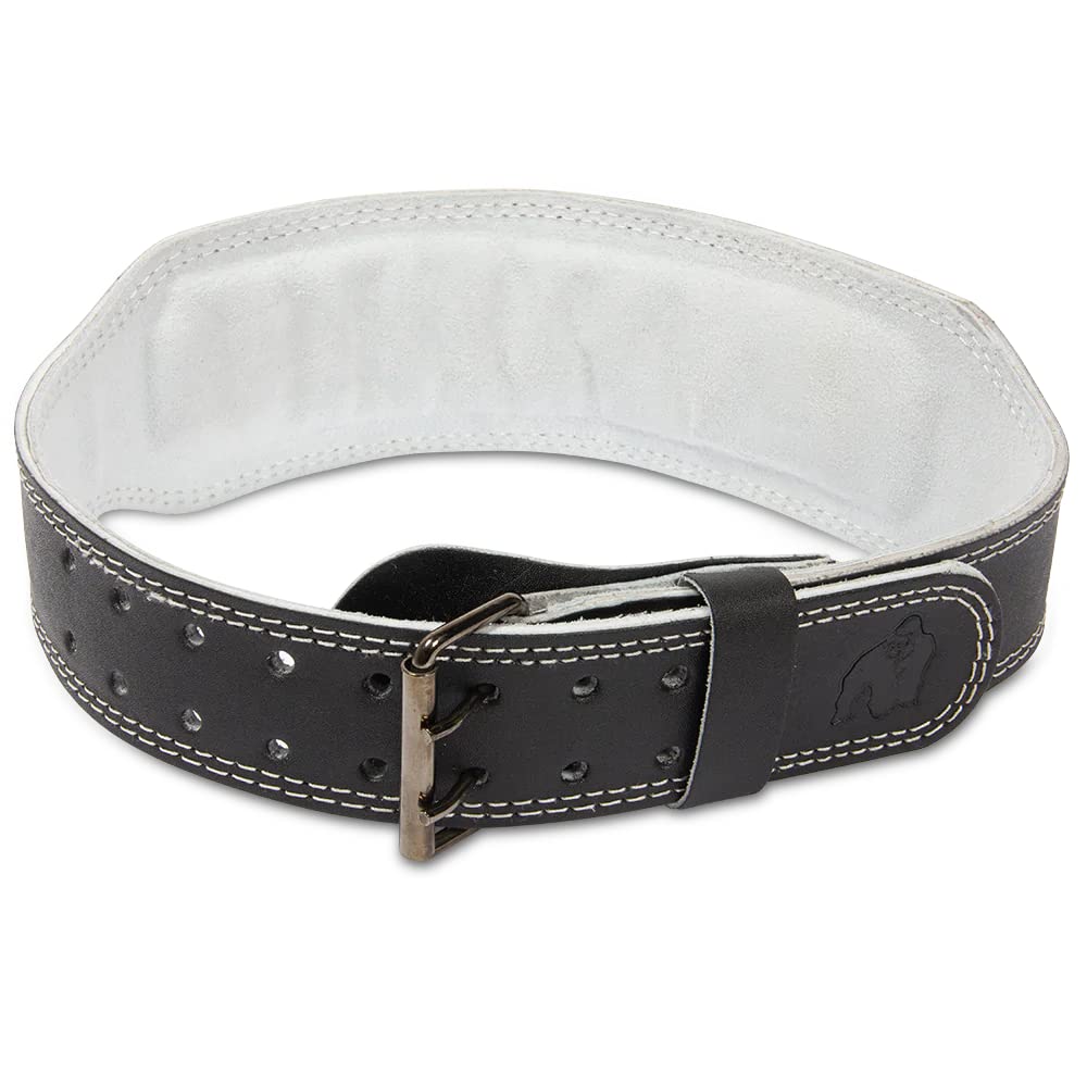 GORILLA WEAR 4 Inch Padded Leather Lifting Belt - Black/Gray 2XL/3XL