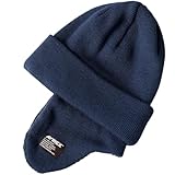 [Avirex] [アヴィレックス] ミルスペック ニット フライトキャップ ニット帽 ニットキャプ 帽子 メンズ アクリル 防寒 冬ミリタリー 耳付きニットキャップ 耳あて付き帽子 ワッチキャップ (JP, アルファベット, Free Size, (01) ネイビー)