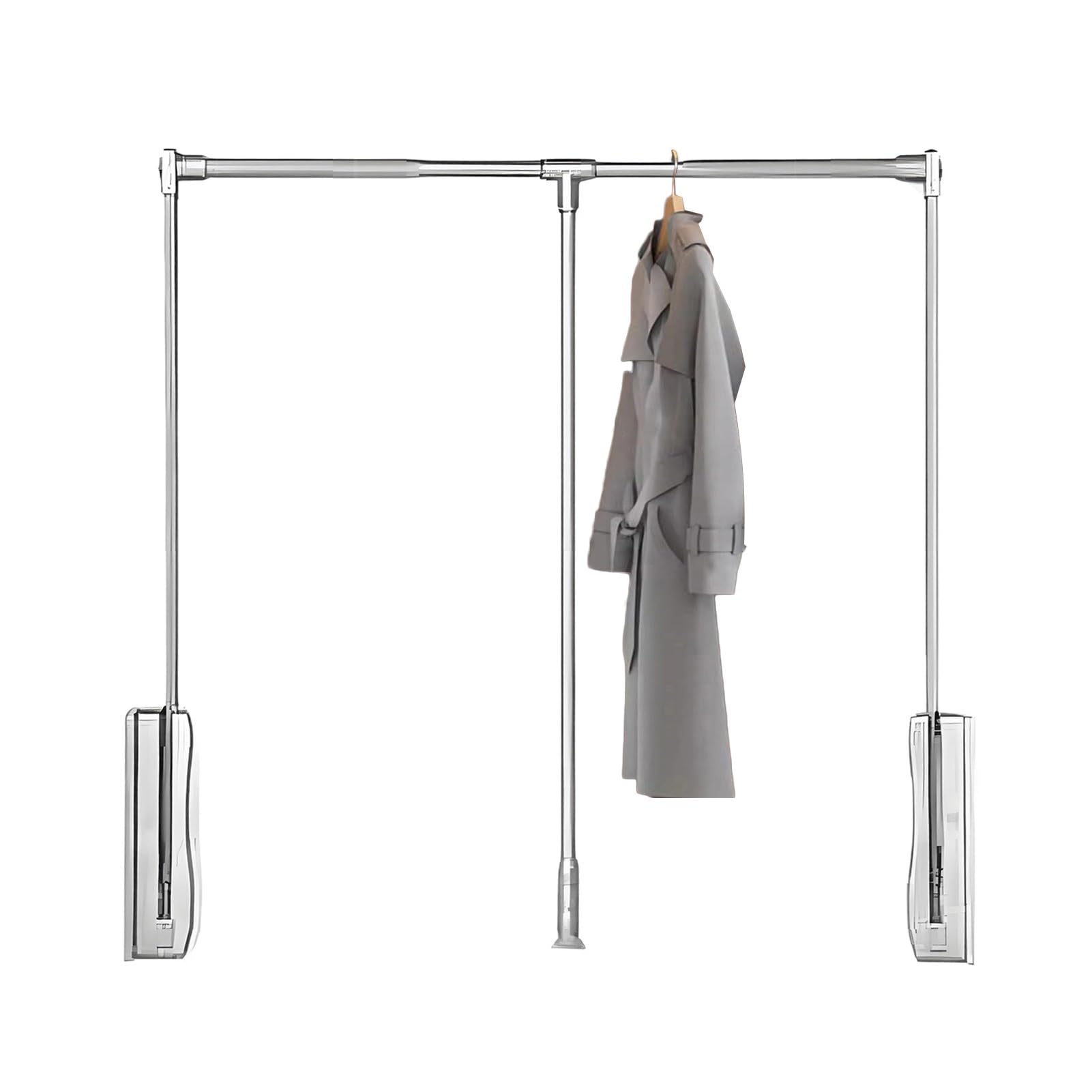 GLETSF Adjustable Pull Down Wardrobe Clothes Hanger Rod,Clothes Hanger Rail For Cloakroom,33Lbs Load-Bearing Capacity,Silver-W-930-1250mm
