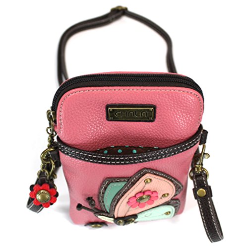 Image of CHALA Garden Animal Collection Cell Phone Crossbody Purse-Women PU Leather /Canvas Multicolor Handbag with Adjustable Strap