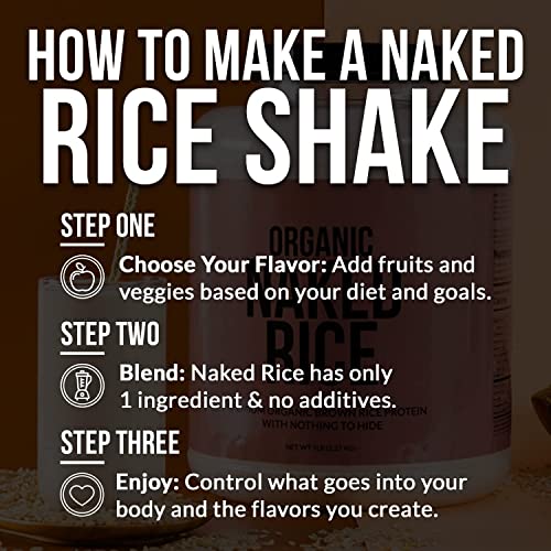 Image of NAKED Rice 1Lb - Organic Brown Rice Protein Powder - Vegan Protein Powder, GMO Free, Gluten Free & Soy Free. Plant-Based Protein, No Artificial Ingredients - 15 Servings
