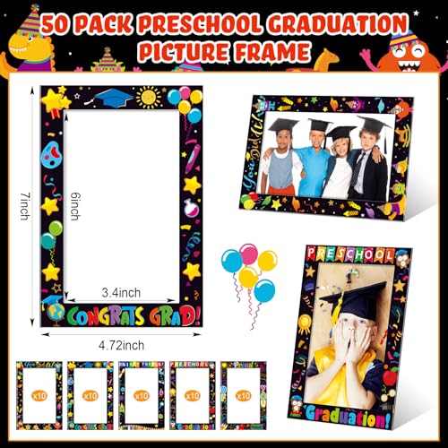 Image of AmazingSpark 50 Pack Kindergarten Graduation Picture Frames 2026 4 x 6 My First Preschool Graduation Picture Frame Gifts Cardboard Photo Display for Kids Boys Girls Students Son(Preschool)