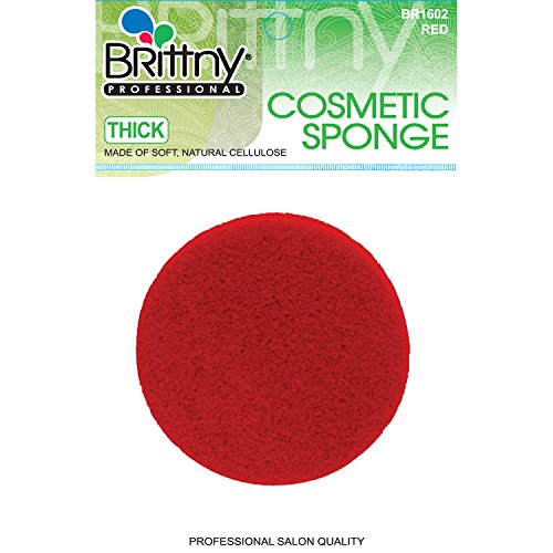 Brittny Professional Red Rubber Cosmetic Sponge (12 Sponges) - Blending Liquid or Powder Makeup - Round Shape