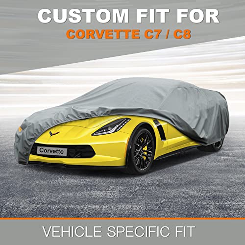 Image of Kayme Heavy Duty Car Cover Custom Fit Chevrolet Chevy Corvette (C3 C4 C5 C6 C7 C8 1968-2025) Coupe Convertible Targa, Full Exterior Covers Waterproof All Weather for Automobiles