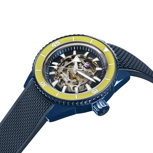 Rado Captain Cook High-Tech Ceramic Skeleton Watch, Navy Blue Case, Yellow Bezel, Limited Edition 262 Pieces2
