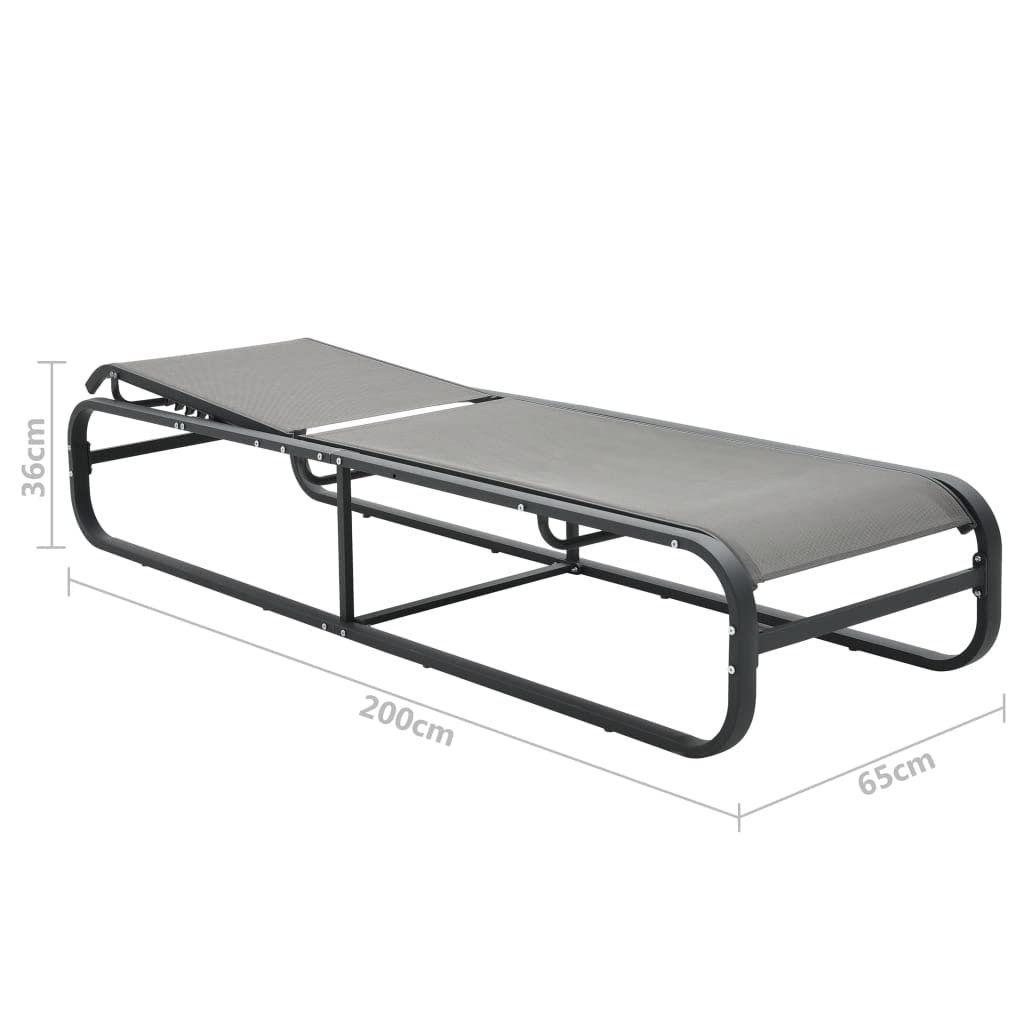 Komfortowy aluminiowy leżak do opalania z tekstylenowym obiciem, regulowany leżak ogrodowy i plażowy, leżak relaksacyjny na taras, balkon, basen, kemping, 200 x 65 cm, szary
