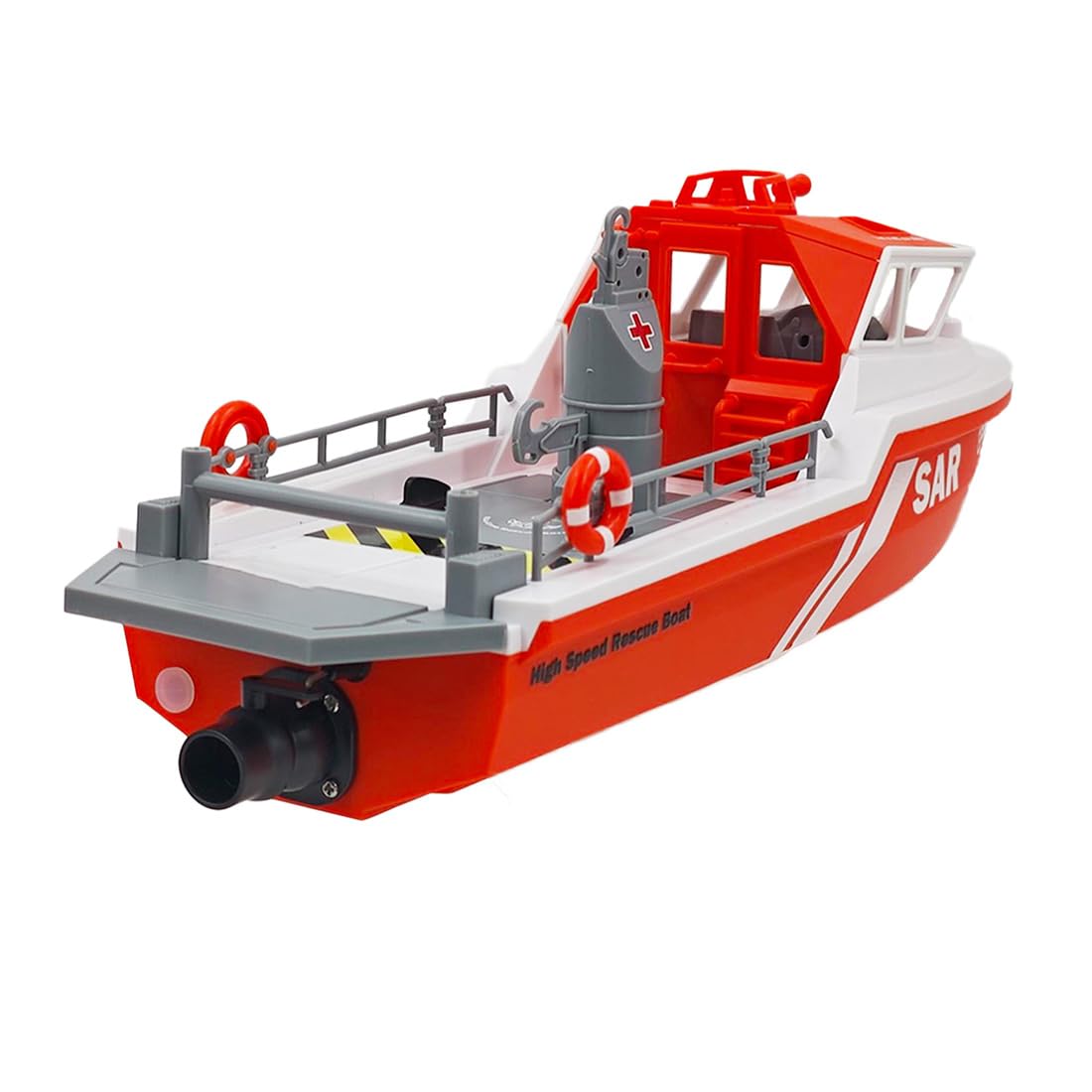 Barco de rescate RC para adultos y adolescentes, escala 1:32, 8 km/h, 2.4 G, control remoto, lancha eléctrica de alta velocidad, lancha de carreras impermeable para piscina y lago