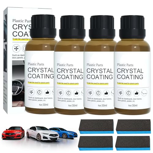 GMHLLES 4 Pcs Crystal Coating Plastic Restoration Kit Crystal Coating for Car Plastic Parts with Sponge Long Duration Refurbish Agent for Car Interior and Exterior Trims