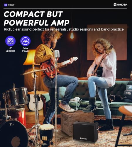 Image of Vangoa 30W Bass Amp Portable 8 inch Speaker for Home Practice, Small Room Jams