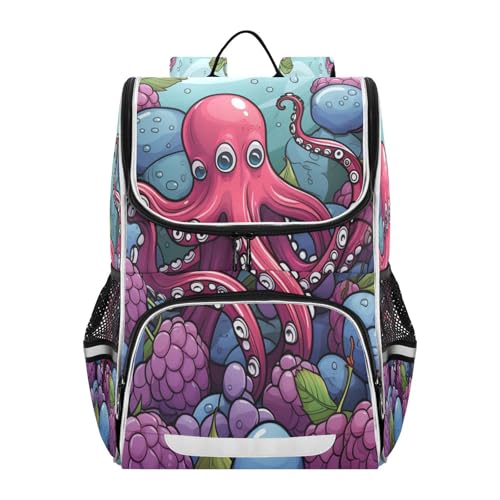 Sac à dos poulpe violet haute capacité pour l'école et les sorties de week-end