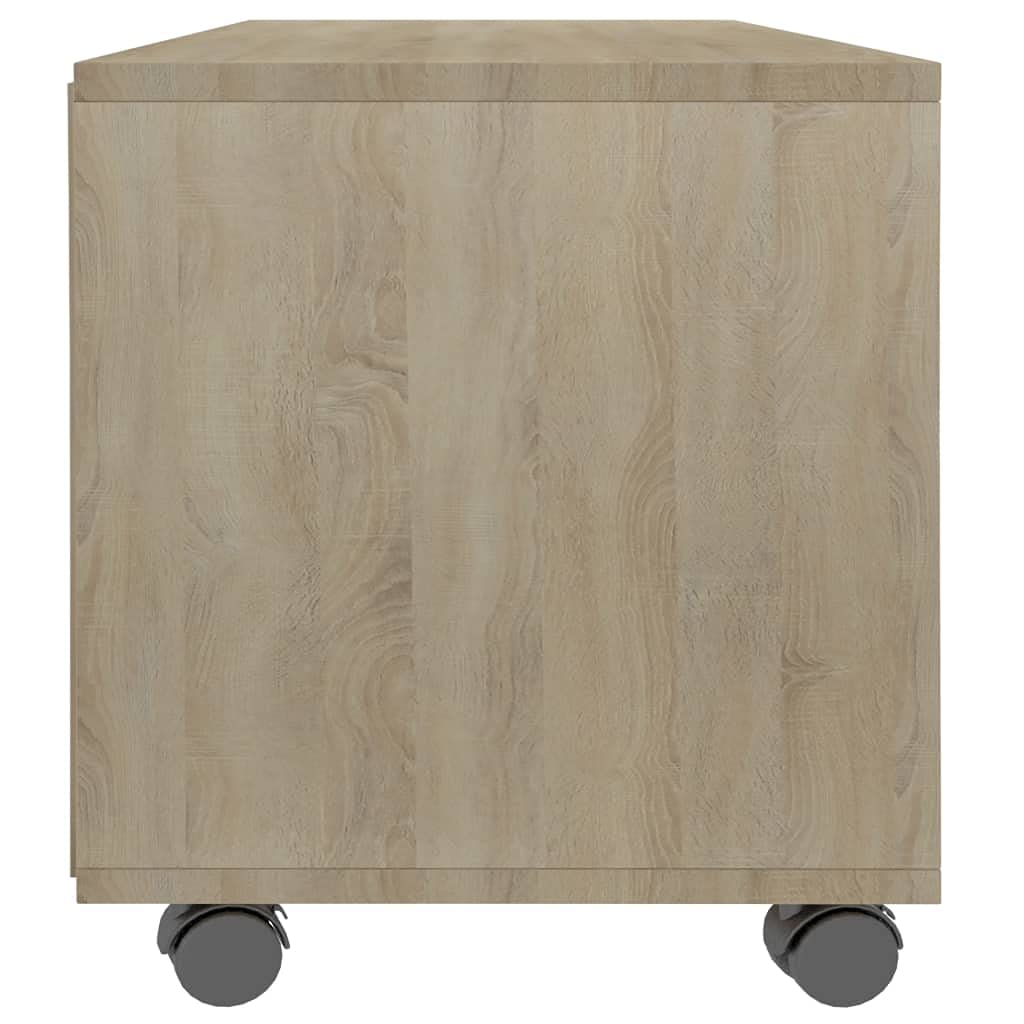vidaXL Mueble TV con Ruedas Contrachapada Color Roble Sonoma 90x35x35cm Soporte Accesorios Centro Entretenimiento y Multimedia Diseño Moderno Práctico