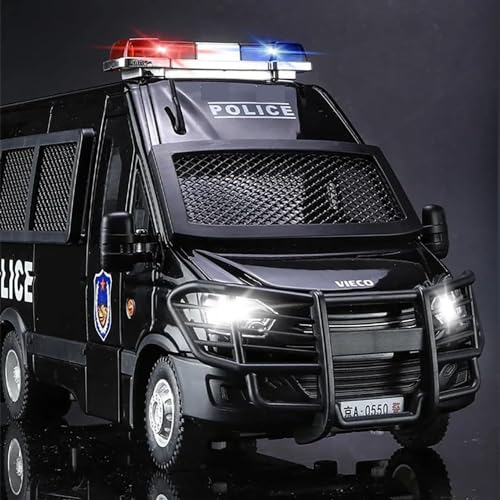 Image of DEOXY Police Van 1:24 Diecast Scale Model Metal Pull Back Toy car for Kids with Openable Doors & Light, Music Toy Vehicle for Kids (White)