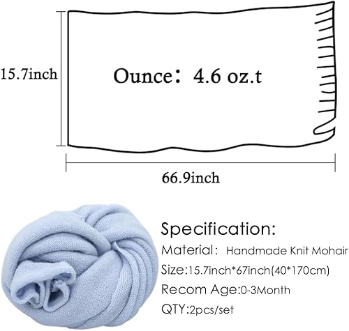 Miniatura 6 de Envoltura para posar recién nacido, accesorios de fotografía para recién nacidos, manta de punto elástico suave hecha a mano para sesión de fotos de