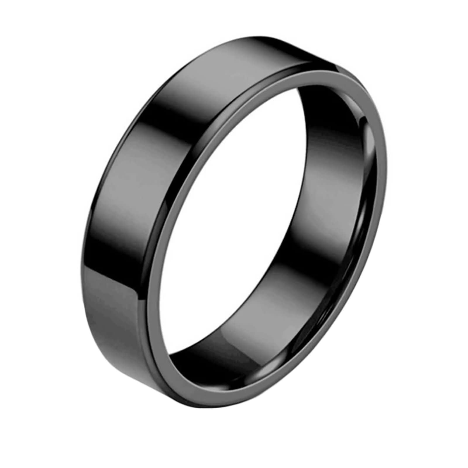 Beydodo Anillos Mujer Negro Baratos,Anillo Grabado Mujer Anillo Compromiso Mujer Redondo Pulido 6MM Anillos Mujer Acero Inoxidable Baratos