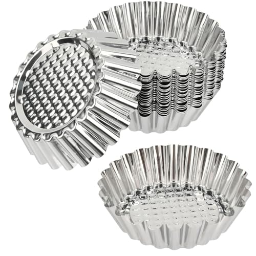 OTYMIOW Moule a Tartelette Moule 20PCS Mini Quiche Moules Tartelettes Inox Tarte Tartelette Mou a Mini Tartelette Mini Tartes Moul Quiche Individuel Moul...