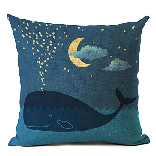 Blåvalsserie dekorativt örngott lämpligt för hem hotell kafé utan kudde kärna dragkedja tvättbart örngott kuddöverdrag