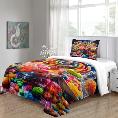 Parure de lit sucette 3D housse de couette single avec taies