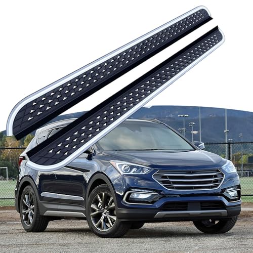 BRYNZAXTOL 2PCS Aluminum 4.7″ Wide Fixed Side Steps with Brackets Fit for Hyundai Santa Fe Sport 2013-2018 Aftermarket Running Boards Nerf Bars Rails Stepping Plates Pedals (MTX)