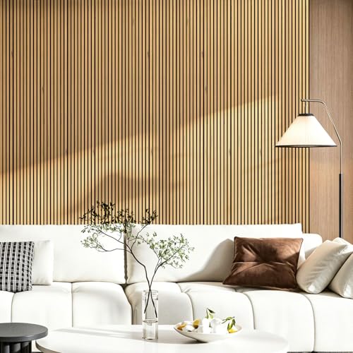 Image of Art3d 94.5 x 12.8 Inch Soundproof Wood Textured Wall Panels, 4-Pack, Teak