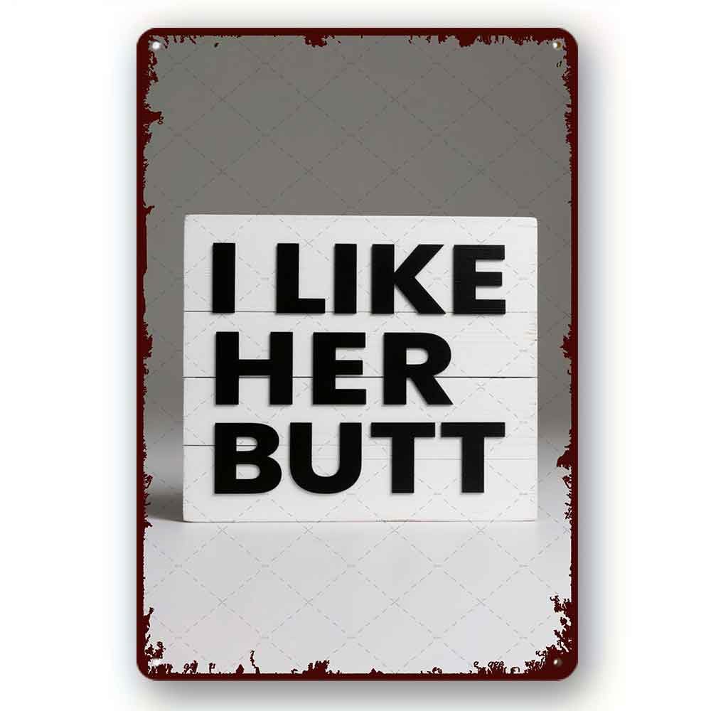 peiyeety I like Her Butt Tin Sign Farmhouse Style Farmhouse Decor Sign Gift for Her Beard Butt Metal Plaque Sign 8x12 Inch