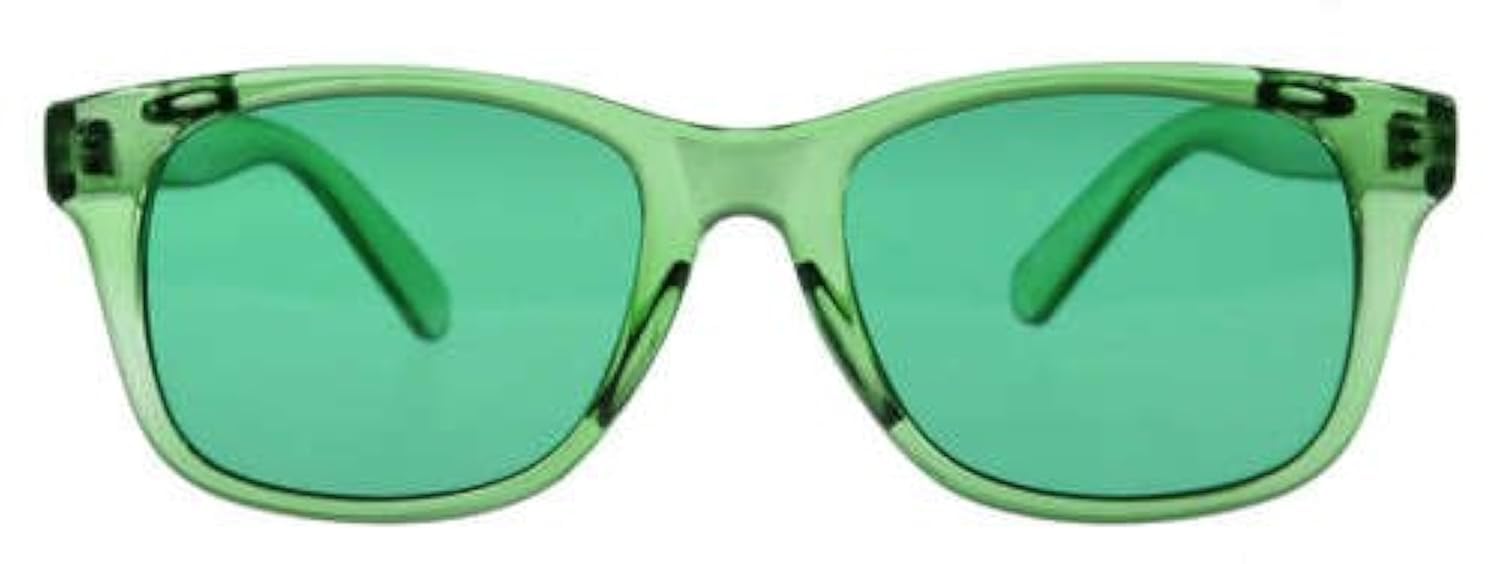 BioWaves Colored Lens Color Therapy Glasses - Classic Style (Green)