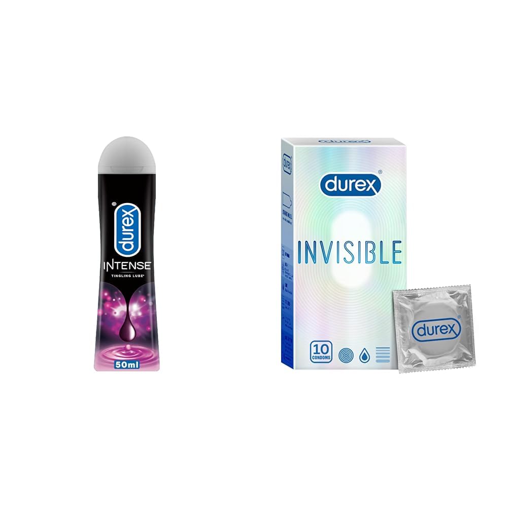 Durex Lube Intense Lubricant Gel For Men & Women - 50ml | Water Based Lube & Durex Invisible Super Ultra Thin Condoms for Men - 10 Count COMBO-picture-12