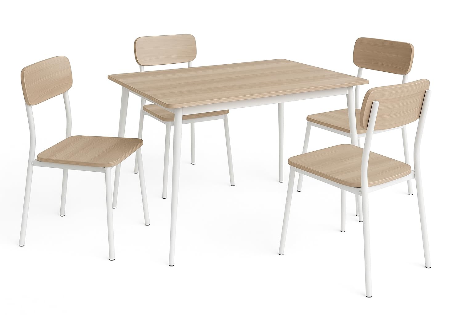 DUPI Table and 4 Chairs Set New XOBE, Made with Metal and MDF, Dining Table, Timeless Style Set (Taupe) 110x70