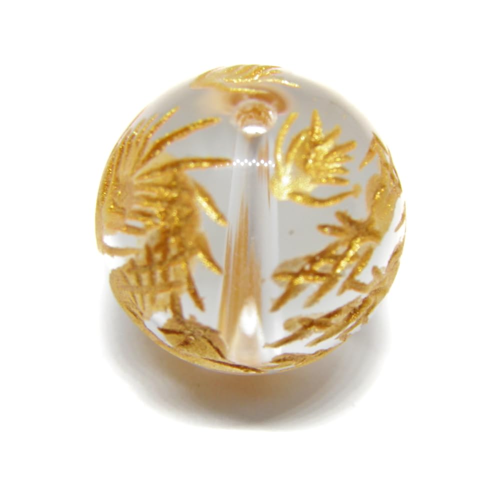 Amazon.co.jp: 【天然石 ビーズ 水晶 九頭龍 金彫り 14mm (穴
