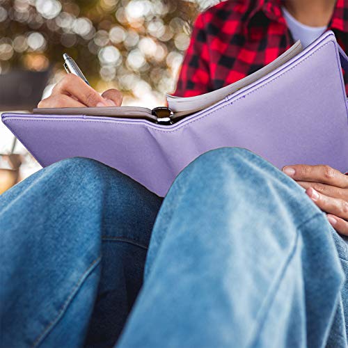 Image of Antner A5 PU Leather 6 Ring Notebook Binder Cover for Refill Paper, Refillable Loose Leaf Personal Planner Organizer With Magnetic Buckle, Purple