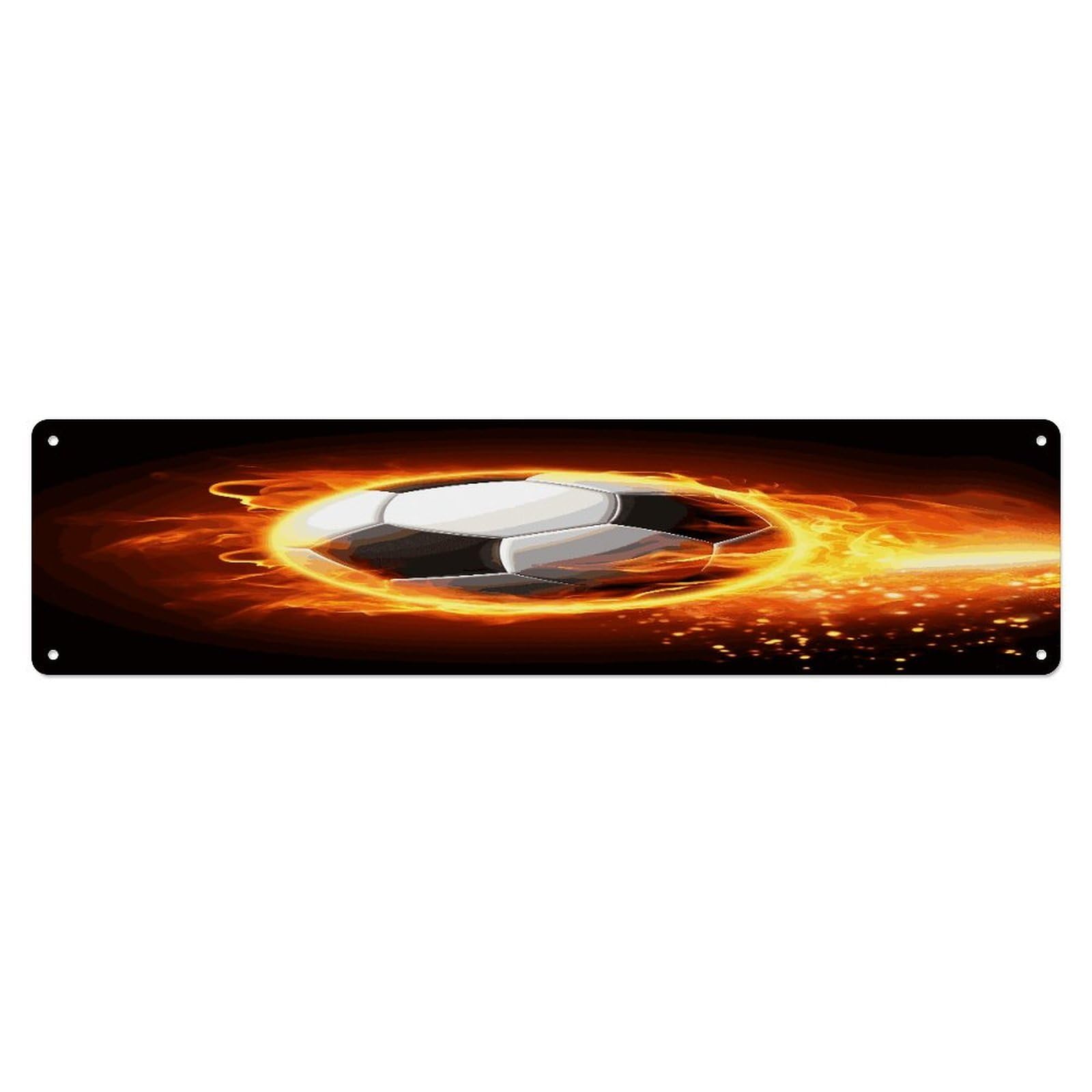 Adfgyerh Style Soccer Flame(1) Wall Decor Aluminum Waterproof. Plaque, Practical Gift,Sign 15.7X3.9 Inch Poster,For Home, Office, Business, Garage– Indoor/Outdoor