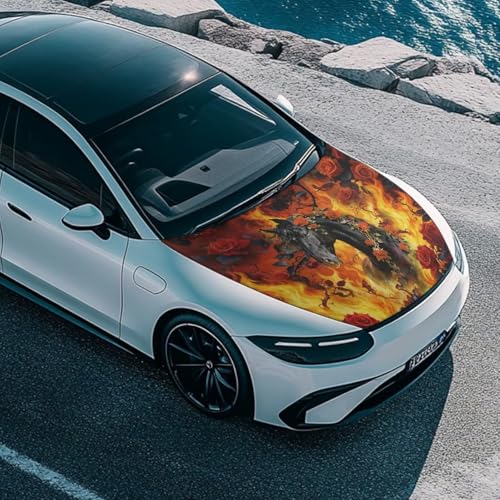 Image of 59x39 Inch Hood Cover for Compact Sedan SUV Trucks Stretchable Horse Car Hood Wrap Blankets Auto Banner Waterproof Auto Exterior Accessories