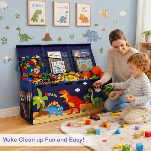 Image of Toy Box with Adjustable Divider Large Toy Chest Storage for Nursery Kidroom