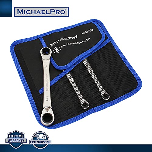 MichaelPro MP001163 4 in 1 Ratchet Wrench Set, 12 Sizes in 3 Piece Wrenches, Metric 8, 9, 10, 11, 12, 13, 14, 15, 16, 17, 18 - Image 2