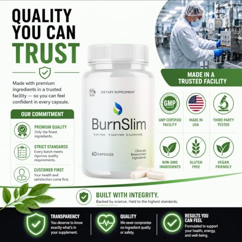 Image of Burn Slim Capsules, Official Burnslim Pills with All Natural Ingredients, Advanced Burn Slim Health and Wellness Vitamin Supplement Supporting Active Lifestyle for Women and Men (60 Capsules)
