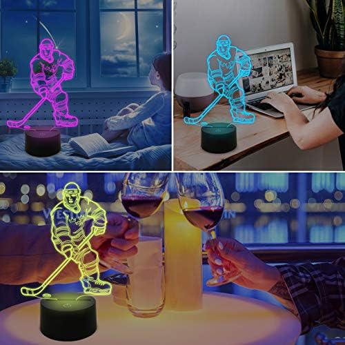 FULLOSUN 3D Ice Hockey Night Light, Athlete Illusion LED Lamp 16 Colors Changing Remote Control Sport Fan, Bedside Home Decor Xmas Birthday Gift for Kid Children 4 51u6hPDcEgL. AC
