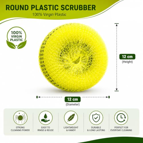 Image of Round Plastic Scrubber Multicolor Pack of - 10 | 100% Virgin Plastic, Durable & Strong, Hygienic & Easy to Clean, Long Lasting, Utensil & Body Use