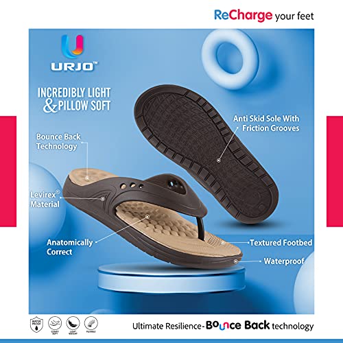 Image of URJO FOAM Men's Slippers /FlipFlops Lightweight Super Flexible Arch Support Durable Anti Skid & Stylish Dailywear Slippers /FlipFlops for Men