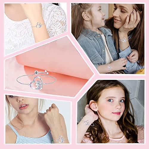 Magical Unicorn Bracelet for Girls Crystal Heart Pendant Bracelet Unicorn Jewelry Gifts for Girls Birthday christmas4
