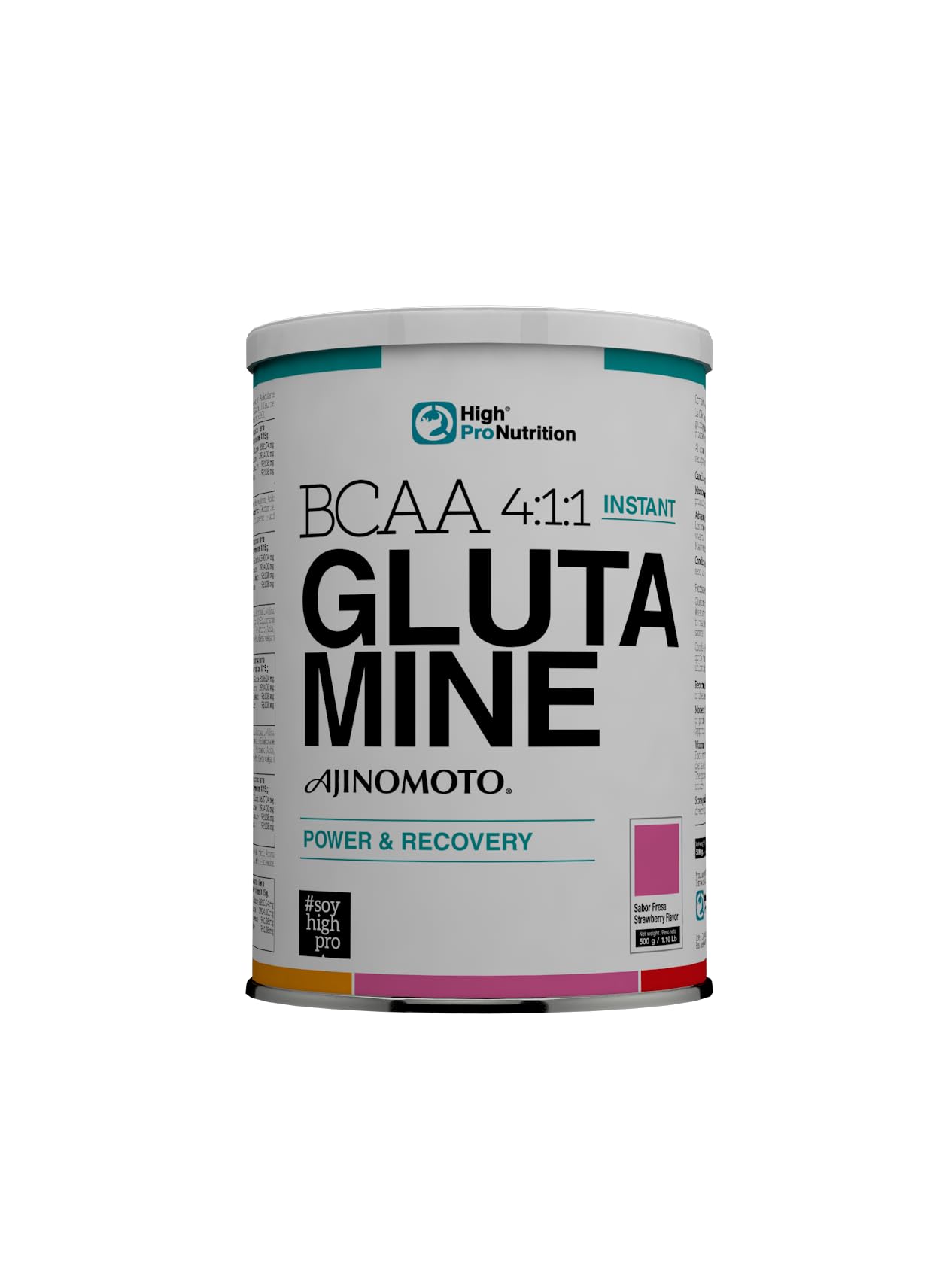 Highpro nutrition BCAA Glutamina 4:1:1|Ajinomoto|power|recovery|500 grs (Fresa)