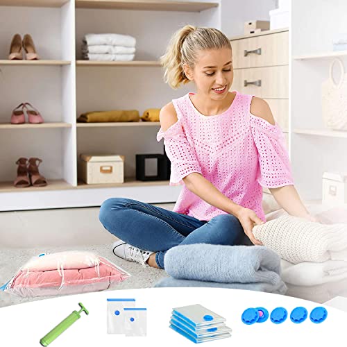 Vacuum Bags, Reusable Storage Bags, With Hand Pump, 4 PCS, Transparent, 80x60 cm, 60x40cm - Image 3