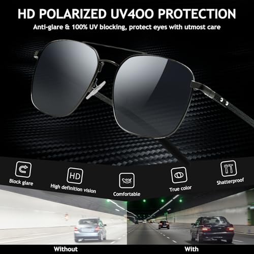 SUNGAIT Carbon Fiber Sunglasses Square Aviator Polarized Sun Glasses Men Driving Fishing Gifts UV400 Protection3