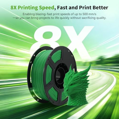 Image of FLASHFORGE High Speed PLA+ 3D Printer Filament Pure Green, Enhanced Melt Flow for Faster, Smoother Prints, 500mm /s Rapid Printing, Feature Sleek Matte Finish, Rich and Solid Color