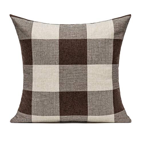 Vakado Brown Beige Buffalo Plaids Decorative Throw Pillow Covers Farmhouse Retro Checked Square Cushion Cases Classic Coffee Check Home Decor Outdoor For Couch Sofa Patio 16X16 Set Of 2 #TOP1