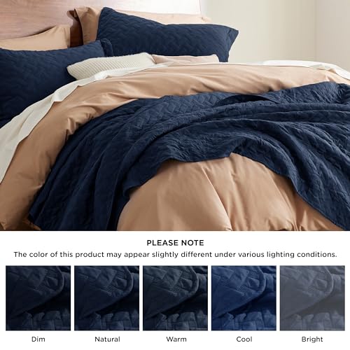 Image of Bedsure Oversized King Quilts - Lightweight Bedspreads Oversized King Size with Basket Weave Pattern, Soft Quilt Bedding Set, Navy Comforter Set Coverlet 2 Pillow Shams (120 inch x 120 inch)