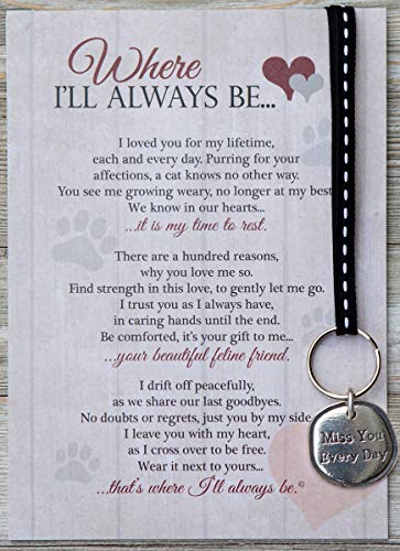 Where I'll Always Be Pet Loss Sentiment with Keychain - Heartfelt Pet Sympathy/Pet