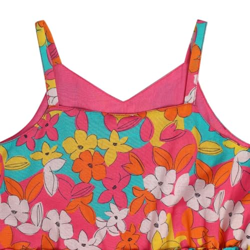 Image of miniklub Girls Strap Sleeveless Woven Cotton Dress (Orange Color)