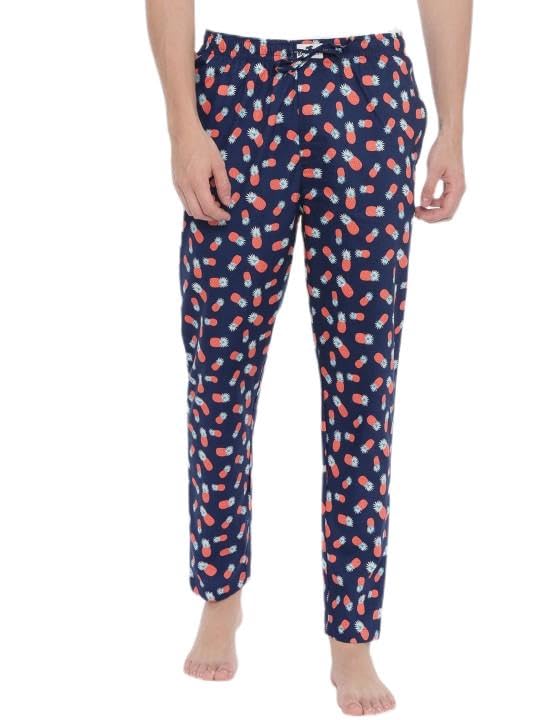bushirt Men’s Printed Pure Cotton Lounge Pants Navy Blue XL-picture-18
