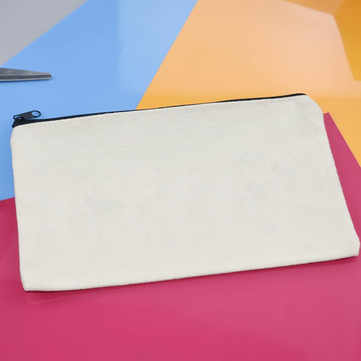 Astuccio Cerniera in Tela Bianca 14 Pezzi, Borsa Cancelleria | Viaggi e Progetti Diy, Leggero e Portatile, Include Borsa Cosmetica in Tela e Astucci per Scuola